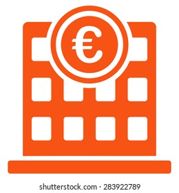 Company building from BiColor Euro Banking Icon Set. Vector style: flat, orange symbol, rounded angles, white background.