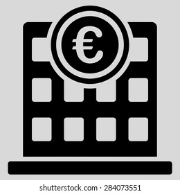 Company building from BiColor Euro Banking Icon Set. Vector style: flat, black symbol, rounded angles, light gray background.