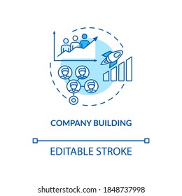 Company building concept icon. Customer development framework. Upgrading company service. Creating strong team idea thin line illustration. Vector isolated outline RGB color drawing. Editable stroke