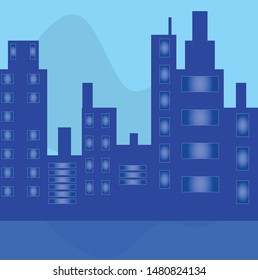 Company building in flat style. Vector Illustration