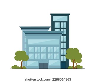 Company building in flat style. Vector Illustration