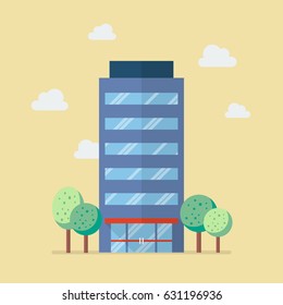 Company building in flat style. Vector Illustration