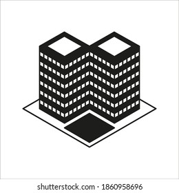 Company building icons on white background. Black business building vector illustrations, eps 10. Editable color.