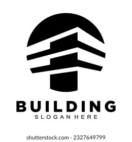 Company building silhouette vector logo