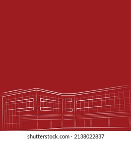 Company building structure vector line artwork 