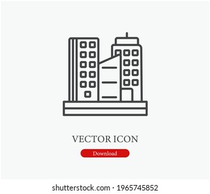 Company building vector icon.  Editable stroke. Symbol in Line Art Style for Design, Presentation, Website or Apps Elements, Logo. Pixel vector graphics - Vector