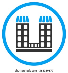 Company Building vector icon. Style is bicolor flat symbol, blue and gray colors, rounded angles, white background.
