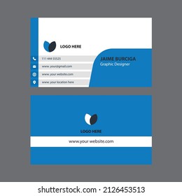 Company business card in blue color  