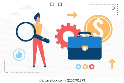 Company business management. Financial revenue, planning budget vector flat illustration