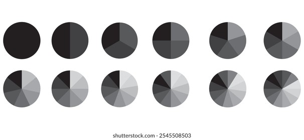 Company business profit pie chart icon. Segmented circles set. 333