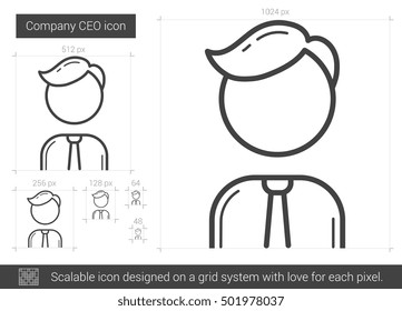Company CEO vector line icon isolated on white background. Company CEO line icon for infographic, website or app. Scalable icon designed on a grid system.