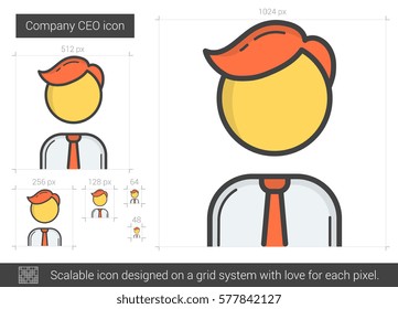 Company CEO vector line icon isolated on white background. Company CEO line icon for infographic, website or app. Scalable icon designed on a grid system.