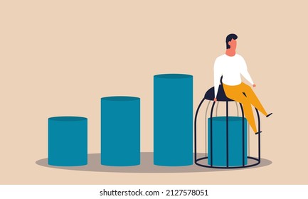 Company closed and money decrease with health investment. Businessman collapse and problem finance vector illustration concept. Service shutdown and economic price low. Business bankruptcy market