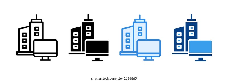 Company Computer Icon Set Multiple Style Collection