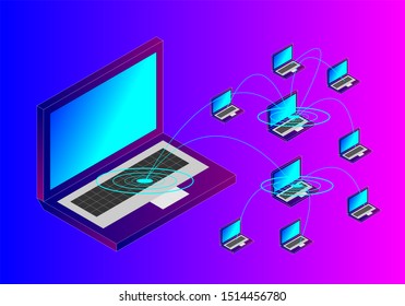 Company computer network abstract purple blue background 