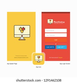 Company Computer screen  Splash Screen and Login Page design with Logo template. Mobile Online Business Template