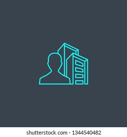 company concept blue line icon. Simple thin element on dark background. company concept outline symbol design. Can be used for web and mobile UI/UX