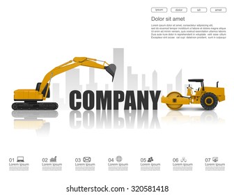 Company concept with construction machines,vector