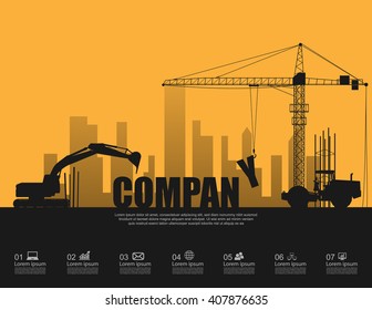 Company concept with construction machines,vector