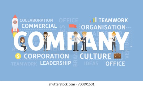 Company concept illustration. Idea of corporation, organisation and teamwork.