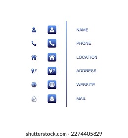 Company Connection business card icon set.Name,Phone,Location, Address, Website, Mail, icon sets vector designs