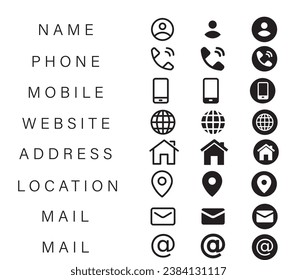 Company Connection business card icon set Contact design template stock illustration stock illustration