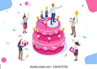 Company Contract Greeting, Successful Agreement Idea. Friendship to Success, Friend Congratulation. Joy to Flying Joyful on the Air to Celebrate an Achievement. Young Celebration Leader. Flat vector.