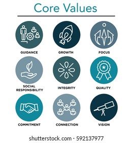 Company Core Values Outline Icons For Websites Or Infographics