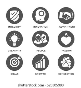 Company Core Values Outline Icons Websites Stock Vector Royalty Free Shutterstock