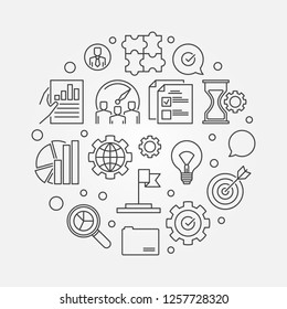 Company core values vector circular concept minimal illustration in thin line style