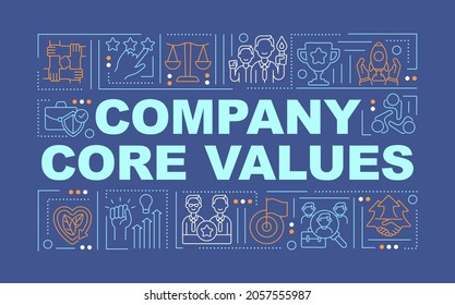 Company core values word concepts banner. Respect growth. Customer experience improvement. Infographics with linear icons on blue background. Isolated typography. Vector outline RGB color illustration