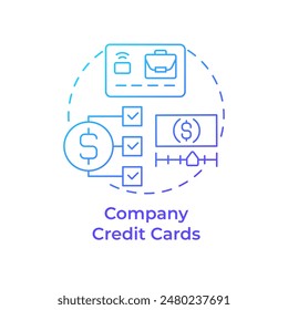 Company credit cards blue gradient concept icon. Corporate spending, economic stability. Round shape line illustration. Abstract idea. Graphic design. Easy to use in infographic, presentation