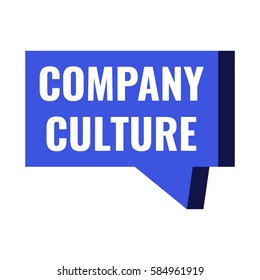 Company culture. Badge, icon, blue speech bubble, vector design illustration on white background. 