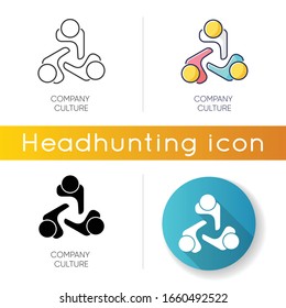 Company Culture Icon. Linear Black And RGB Color Styles. Internal Corporate Ideology, Professional Business Ethics, Official Office Policy. Staff Togetherness. Isolated Vector Illustrations