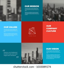 Company culture template - corporation mission, vision and values