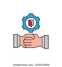 company deal signing and sitting repairing clipart icon