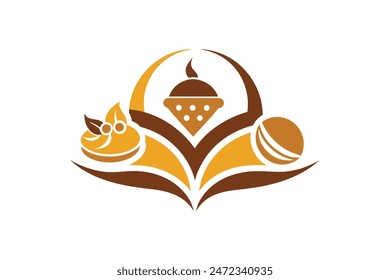 a company dedicated to offering catering services and event organization. Warm colors such as shades of gold and brown, which evoke honey and cookies vector art illustration  