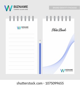 Company design notepad with logo and typography 