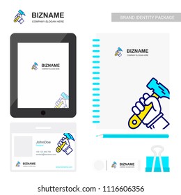 Company design stationary items with tablet and logo design vect