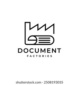 company document agreement line logo design vector