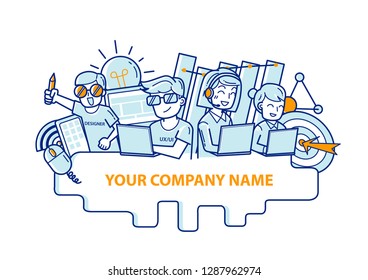 IT Company doodle. Can use for banner, T-shirt, magazine, ads,