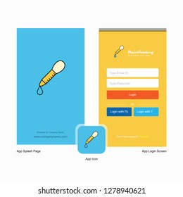 Company Dropper Splash Screen and Login Page design with Logo template. Mobile Online Business Template