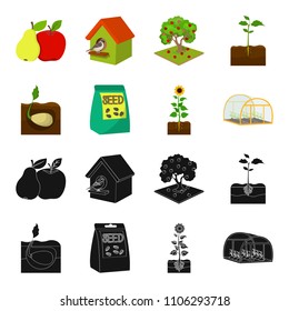 Company, ecology, and other web icon in black,cartoon style. Husks, fines, garden icons in set collection.