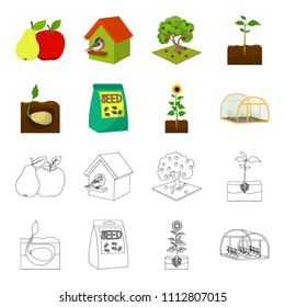 Company, ecology, and other web icon in cartoon,outline style. Husks, fines, garden icons in set collection.