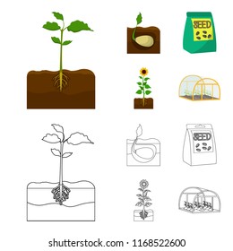 Company, ecology, and other web icon in cartoon,outline style. Husks, fines, garden icons in set collection.