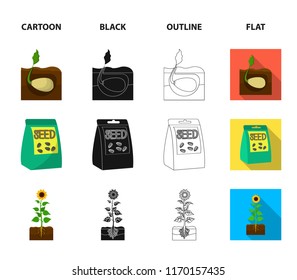 Company, ecology, and other web icon in cartoon,black,outline,flat style. Husks, fines, garden icons in set collection.
