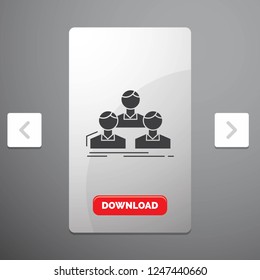 Company, employee, group, people, team Glyph Icon in Carousal Pagination Slider Design & Red Download Button