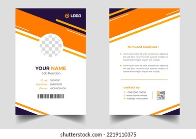 Company employee id card template. Modern and clean business id card template. professional id card design template with orange color. corporate modern business id card design template. 
