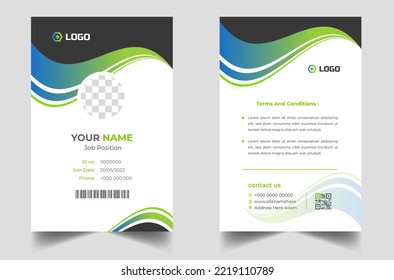 Company employee id card template. Modern and clean business id card template. professional id card design template with green color. corporate modern business id card design template. 