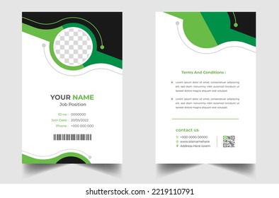 Company employee id card template. Modern and clean business id card template. professional id card design template with green color. corporate modern business id card design template. 